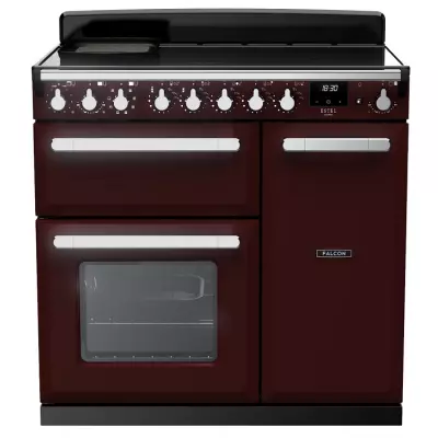 Cuisini�re 100cm Falcon Estel Deluxe Bordeaux / Chrom� ESDL100EIPBOR/CM-E1 3 fours �lectriques / 5 foyers induction