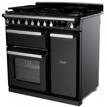 Cuisinière 100cm Falcon Estel Deluxe Noir brillant / Chromé ESDL100DFPGBL/CM-E1 3 fours électriques / 5 foyers gaz