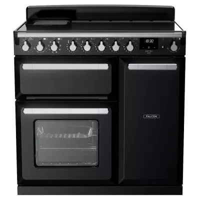 Cuisini�re 100cm Falcon Estel Deluxe Noir brillant / Chrom� ESDL100EIPGBL/CM-E1 3 fours �lectriques / 5 foyers induction