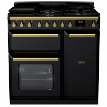Cuisinière 100cm Falcon Estel Deluxe Noir brillant / Laiton antique ESDL100DFPGBL/AB-E1 3 fours électriques / 5 foyers gaz