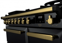 Cuisinière 100cm Falcon Estel Deluxe Noir brillant / Laiton antique ESDL100DFPGBL/AB-E1 3 fours électriques / 5 foyers gaz