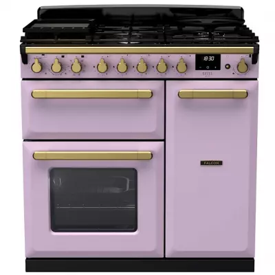Cuisini�re 100cm Falcon Estel Deluxe Parme / Laiton antique ESDL100DFPHTH/AB-E1 3 fours �lectriques / 5 foyers gaz
