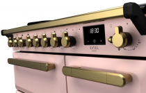 Cuisinière 100cm Falcon Estel Deluxe Rose pastel / Laiton antique ESDL100EIPPPK/AB-E1 3 fours électriques / 5 foyers induction