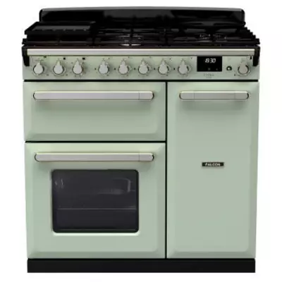Cuisini�re 100cm Falcon Estel Deluxe Vert pastel / Chrom� ESDL100DFPMNT/CM-E1 3 fours �lectriques / 5 foyers gaz