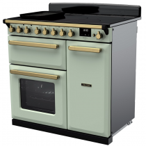 Cuisinière 100cm Falcon Estel Deluxe Vert pastel / Laiton antique ESDL100EIPMNT/AB-E1 3 fours électriques / 5 foyers induction