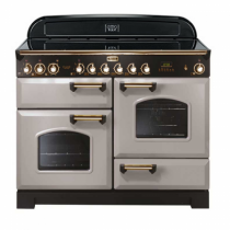 Cuisinière 110cm Falcon Classic Deluxe Gris Perle Laiton CDL110EIRP/B-EU 3 fours électriques / 5 foyers induction