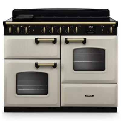 Cuisini�re 110cm Falcon Classic Deluxe NGC OC Cr�me pastel laiton antique CLDLO110EIPPCR/AB-E1 3 fours / 5 foyers induction