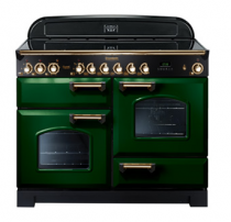 Cuisinière 110cm Falcon Classic Deluxe Vert Anglais Laiton CDL110EIRG/B-EU 3 fours électriques / 5 foyers induction