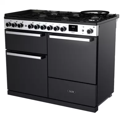 Cuisini�re 110cm Falcon Edge Deluxe verre Noir Chrome EDDLB110DFGBLK/CM-E1 3 fours �lectriques / 5 foyers gaz + 2 vitro