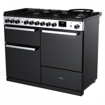 Cuisinière 110cm Falcon Edge Deluxe verre Noir Chrome EDDLB110DFGBLK/CM-E1 3 fours électriques / 5 foyers gaz + 2 vitro