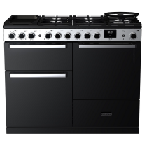 Cuisinière 110cm Falcon Edge Deluxe verre Noir Chrome EDDLB110DFGBLK/CM-E1 3 fours électriques / 5 foyers gaz + 2 vitro