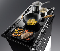 Cuisinière 110cm Falcon Edge Deluxe verre Noir Chrome EDDLB110EIGBLK/CM-E1 3 fours électriques / 5 foyers induction