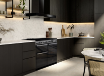 Cuisinière 110cm Falcon Edge Deluxe verre Noir Chrome EDDLB110EIGBLK/CM-E1 3 fours électriques / 5 foyers induction