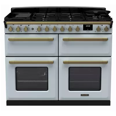 Cuisini�re 110cm Falcon Estel Bleu pastel / laiton antique ESDLB110DFPMSB/AB-E1 4 fours / 5 foyers gaz + 2 vitro