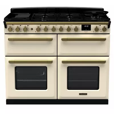 Cuisini�re 110cm Falcon Estel Cr�me pastel / laiton antique ESDLB110DFPPCR/AB-E1 4 fours / 5 foyers gaz + 2 vitro