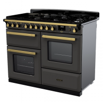Cuisinière 110cm Falcon Estel Deluxe Ardoise / Laiton antique ESDLO110DFPSLT/AB-E1 3 fours / 5 gaz + 2 vitro