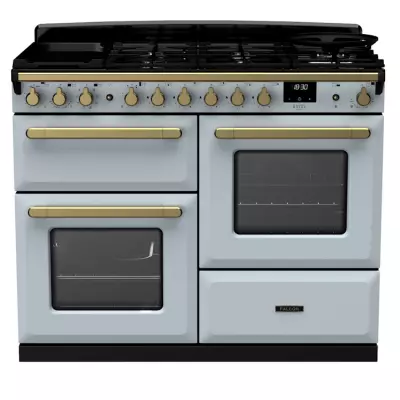 Cuisini�re 110cm Falcon Estel Deluxe Bleu pastel / Laiton antique ESDLO110DFPMSB/AB-E1 3 fours / 5 gaz + 2 vitro