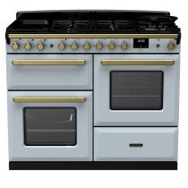 Cuisinière 110cm Falcon Estel Deluxe Bleu pastel / Laiton antique ESDLO110DFPMSB/AB-E1 3 fours / 5 gaz + 2 vitro