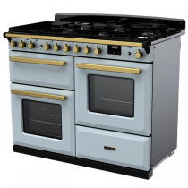 Cuisinière 110cm Falcon Estel Deluxe Bleu pastel / Laiton antique ESDLO110DFPMSB/AB-E1 3 fours / 5 gaz + 2 vitro