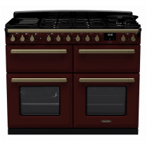 Cuisinière 110cm Falcon Estel Deluxe Bordeaux laiton antique ESDLB110DFPBOR/AB-E1 4 fours électriques / 5 foyers gaz + 2 vitro
