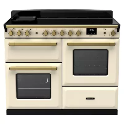Cuisini�re 110cm Falcon Estel Deluxe Cr�me pastel / Laiton antique ESDLO110EIPPCR/AB-E1 3 fours / 5 foyers induction