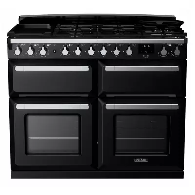 Cuisini�re 110cm Falcon Estel Deluxe Noir / Chrom� ESDLB110DFPGBL/CM-E1 4 fours �lectriques / 5 foyers gaz + 2 vitro