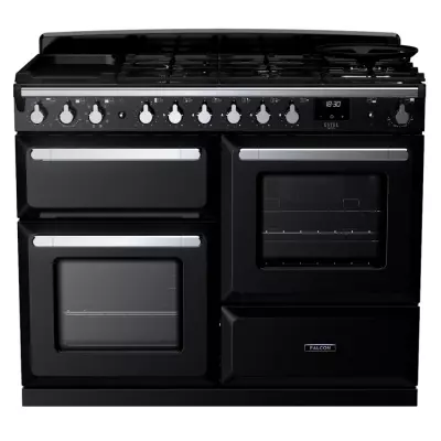 Cuisini�re 110cm Falcon Estel Deluxe Noir / Chrome ESDLO110DFPGBL/CM-E1 3 fours / 5 gaz + 2 vitro