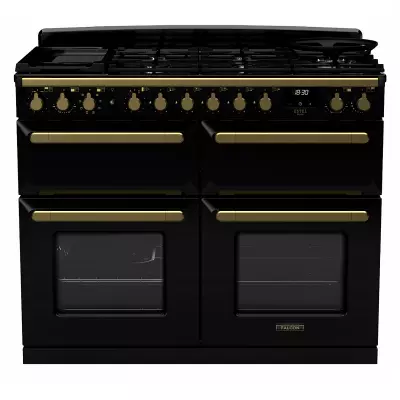 Cuisini�re 110cm Falcon Estel Deluxe Noir / laiton antique ESDLB110DFPGBL/AB-E1 4 fours �lectriques / 5 foyers gaz + 2 vitro