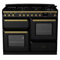 Cuisinière 110cm Falcon Estel Deluxe Noir / Laiton antique ESDLO110DFPGBL/AB-E1 3 fours / 5 gaz + 2 vitro