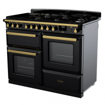 Cuisinière 110cm Falcon Estel Deluxe Noir / Laiton antique ESDLO110DFPGBL/AB-E1 3 fours / 5 gaz + 2 vitro
