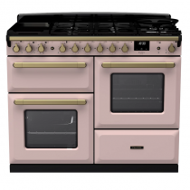 Cuisinière 110cm Falcon Estel Deluxe Rose pastel / Laiton antique ESDLO110DFPPPK/AB-E1 3 fours / 5 gaz + 2 vitro