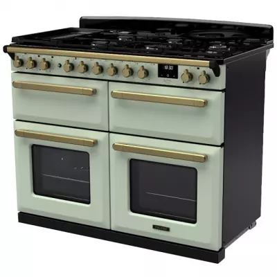 Cuisini�re 110cm Falcon Estel Vert pastel / laiton antique ESDLB110DFPMNT/AB-E1 4 fours / 5 foyers gaz + 2 vitro