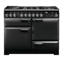 Cuisinière 110cm Falcon Leckford Deluxe mixte Charbon / Chromé LKD110DFCB/C-EU 2 fours électriques + 1 grill / 5 foyers gaz + 2 