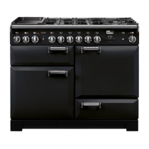 Cuisinière 110cm Falcon Leckford Deluxe mixte Noir / Chromé LKD110DFBL/C-EU 2 fours électriques + 1 grill / 5 foyers gaz + 2 vit