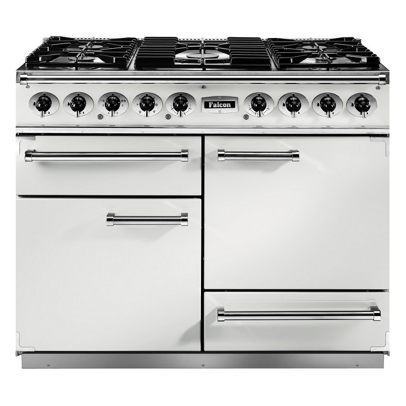 Cuisinière mixte 90cm Falcon Classic Deluxe Rouge Airelle Laiton  CDL90DFCY/B-EU 3 fours électriques / 5 foyers gaz