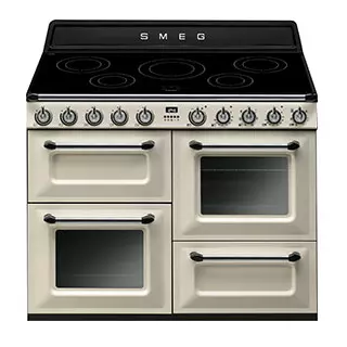 Cuisini�re 110cm Victoria 2 fours �lectrique multifonction Vapor Clean 68l + 1 gril / 5 foyers induction Cr�me - SMEG TR4110IP