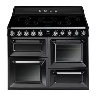 Cuisini�re 110cm Victoria 2 fours �lectrique multifonction Vapor Clean 68l + 1 gril / 5 foyers induction Noir - SMEG TR4110IBL