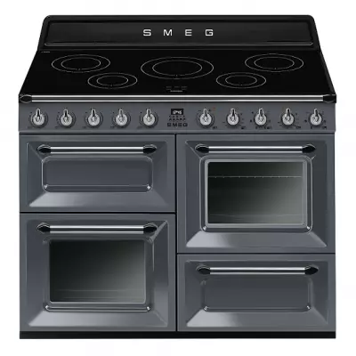Cuisini�re 110cm Victoria 2 fours �lectrique multifonction Vapor Clean 68l + 1 gril / 5 foyers induction Gris ardoise  - SMEG