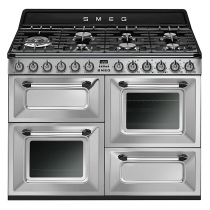 Cuisinière 110cm Victoria 2 fours Vapor Clean 63l + 1 gril / 7 brûleurs gaz Inox - SMEG Elite Réf. TR4110X-1