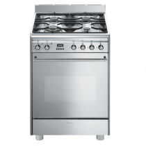 Cuisinière 60cm Four multifonction pyrolyse 79l / 7 brûleurs gaz Inox - SMEG Réf. GP61X9