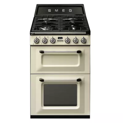 Cuisini�re 60cm Victoria 2 fours �lectriques 68+41l / 4 br�leurs gaz Cr�me - SMEG R�f. TR62P