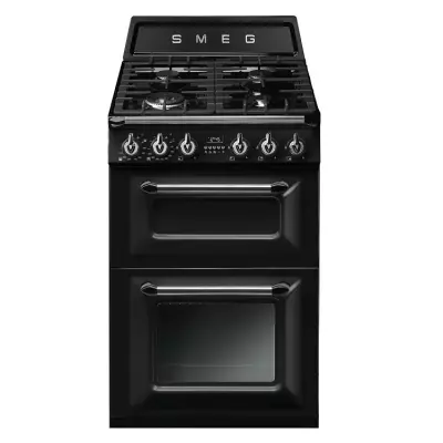 Cuisini�re 60cm Victoria 2 fours �lectriques 68+41l / 4 br�leurs gaz Noir - SMEG R�f. TR62BL