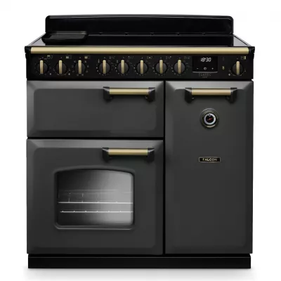 Cuisini�re 90cm Falcon Classic Deluxe NGC Ardoise laiton antique CLDL90EIPSLT/AB-E1 3 fours �lectriques / 5 foyers induction
