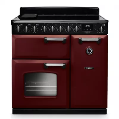 Cuisini�re 90cm Falcon Classic Deluxe NGC Bordeaux chrom� CLDL90EIPBOR/CM-E1 3 fours �lectriques / 5 foyers induction