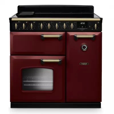 Cuisini�re 90cm Falcon Classic Deluxe NGC Bordeaux laiton antique CLDL90EIPBOR/AB-E1 3 fours �lectriques / 5 foyers induction