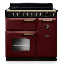 Cuisini&egrave;re 90cm Falcon Classic Deluxe NGC Bordeaux laiton antique CLDL90EIPBOR/AB-E1 3 fours &eacute;lectriques / 5 foyers induction
