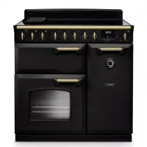 Cuisini&egrave;re 90cm Falcon Classic Deluxe NGC Charbon laiton antique CLDL90EIPCBL/AB-E1 3 fours &eacute;lectriques / 5 foyers induction