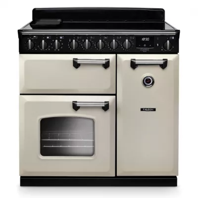 Cuisini�re 90cm Falcon Classic Deluxe NGC Cr�me pastel chrom� CLDL90EIPPCR/CM-E1 3 fours �lectriques /5 foyers induction