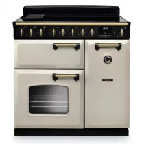 Cuisini&egrave;re 90cm Falcon Classic Deluxe NGC Cr&egrave;me pastel laiton antique CLDL90EIPPCR/AB-E1 3 fours &eacute;lectriques /5 foyers induction