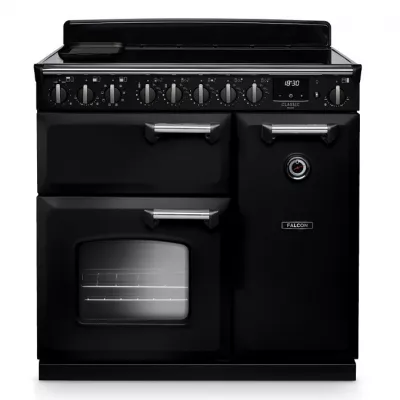 Cuisini�re 90cm Falcon Classic Deluxe NGC Noir chrom� CLDL90EIPGBL/CM-E1 3 fours �lectriques / 5 foyers induction